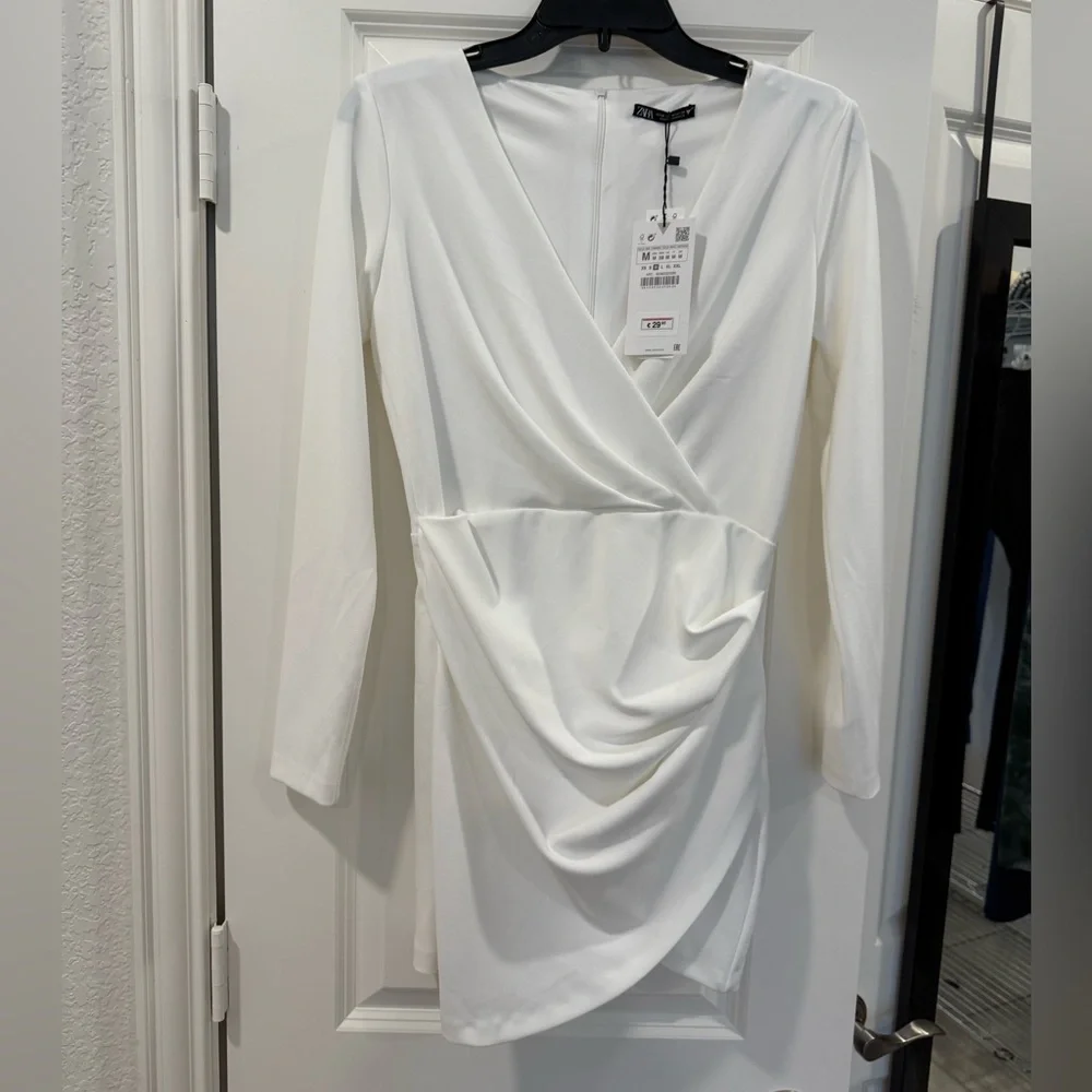 Zara White Long Sleeve Dress - Picture 1 of 3